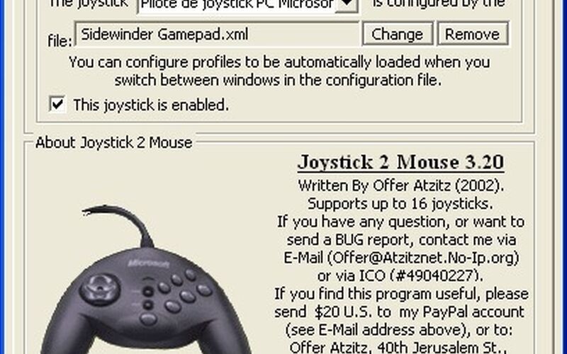 Скриншот 1 программы Joystick 2 Mouse