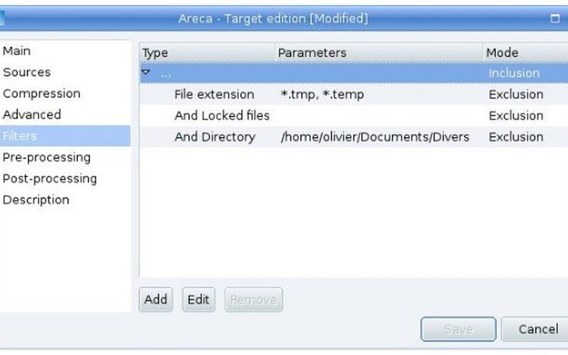 Скриншот 1 программы Areca Backup