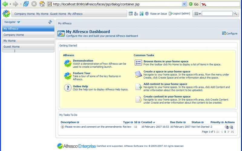 Скриншот 1 программы Alfresco Community Edition