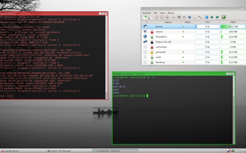 Скриншот 1 программы Qubes OS