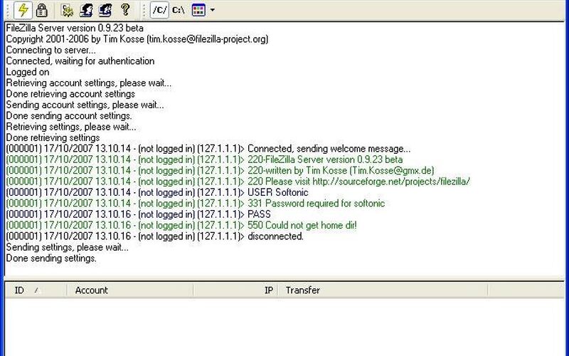 Скриншот 1 программы FileZilla Server