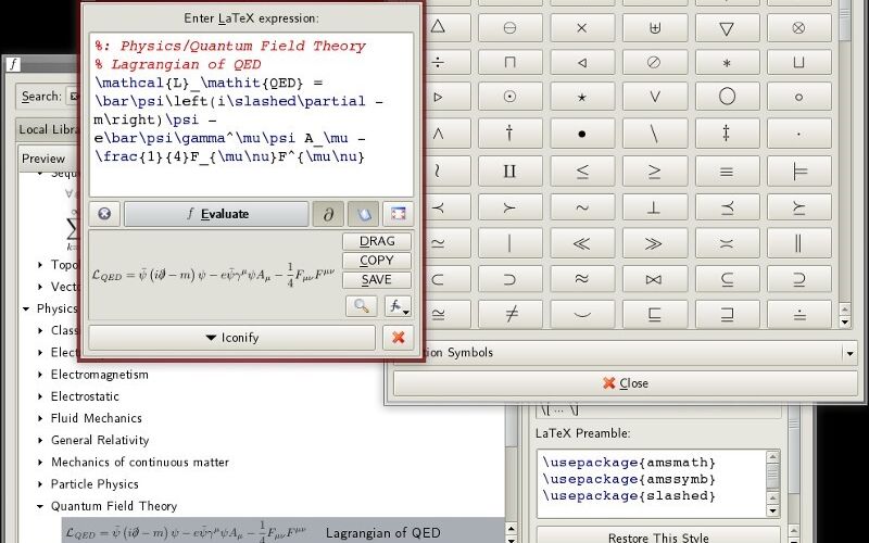 Скриншот 1 программы KLatexFormula