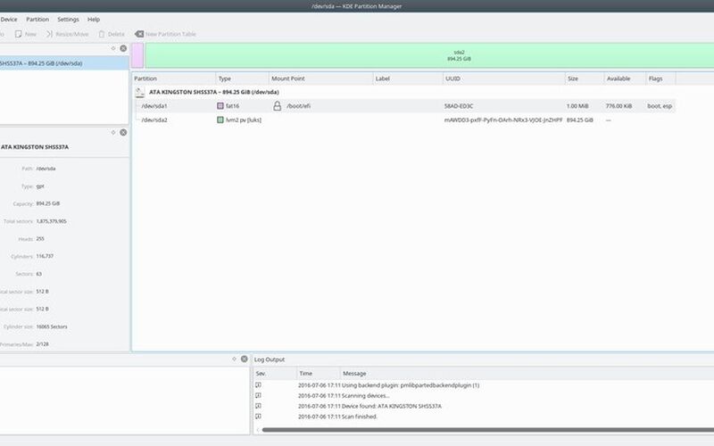 Скриншот 1 программы KDE Partition Manager