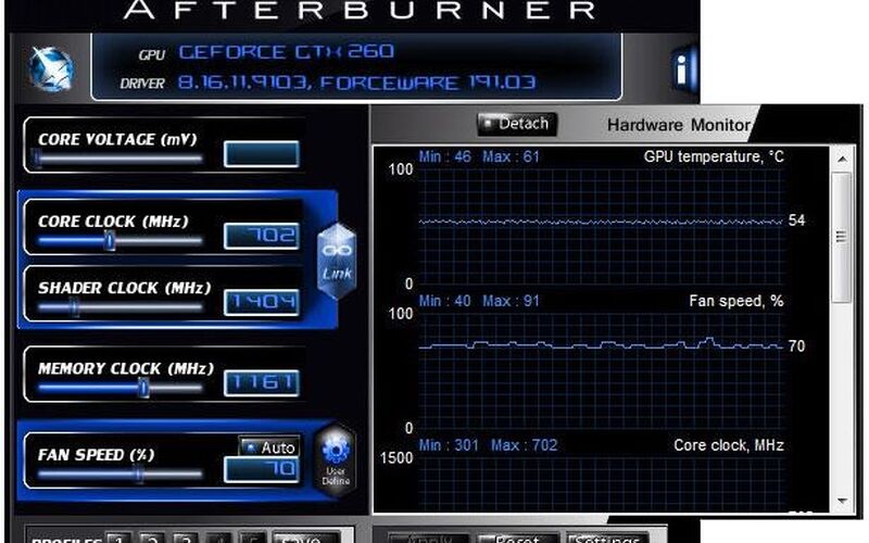 Скриншот 1 программы MSI Afterburner