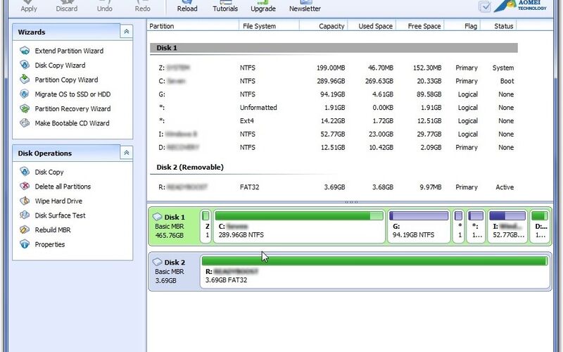 Скриншот 1 программы AOMEI Partition Assistant