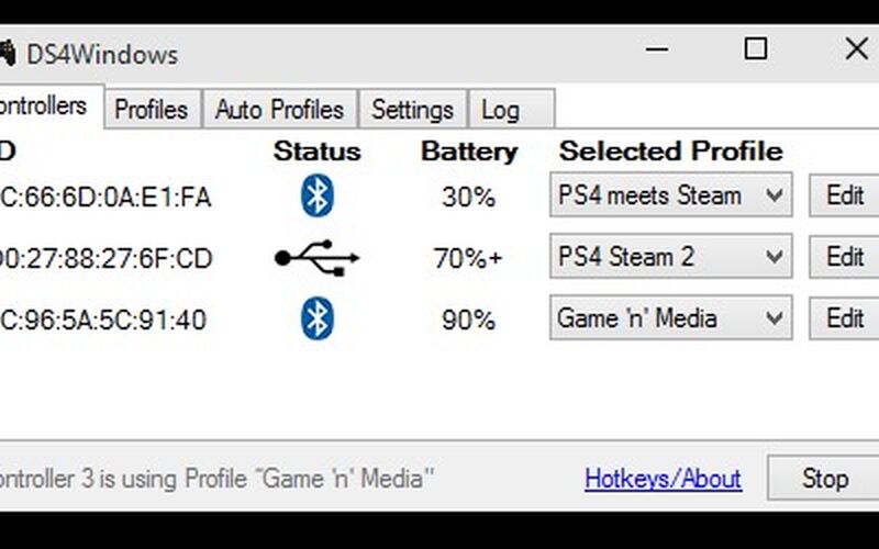 Скриншот 1 программы DS4Windows