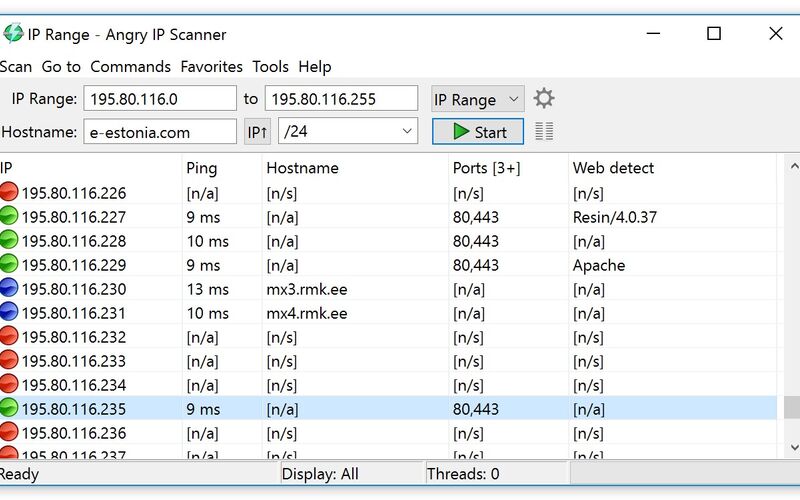 Скриншот 1 программы Angry IP Scanner