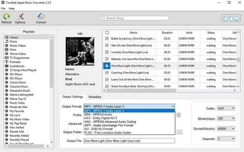 Скриншот 1 программы TuneFab Apple Music Converter
