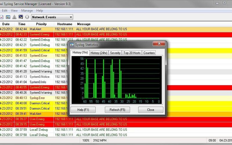 Скриншот 1 программы Kiwi Syslog Server