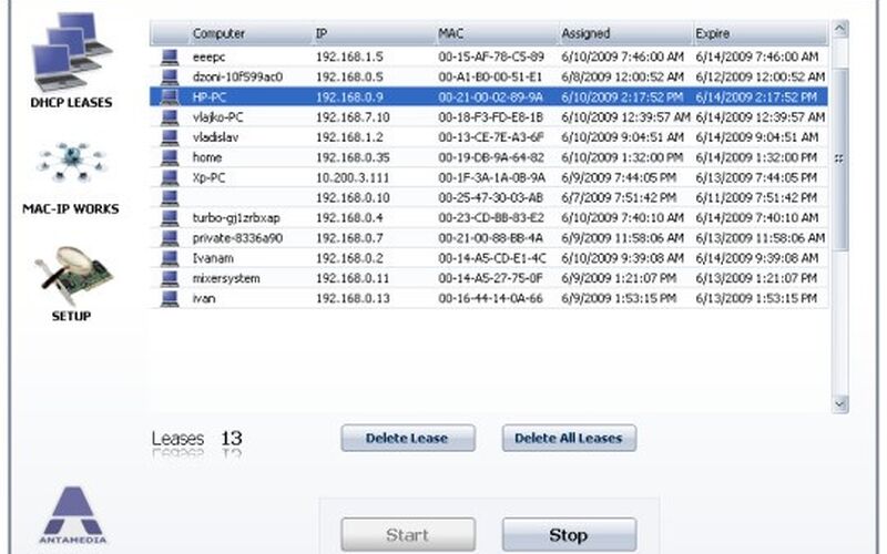 Скриншот 1 программы Antamedia DHCP Server