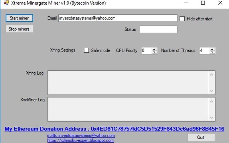 Скриншот 1 программы Xtreme Minergate Bytecoin Miner