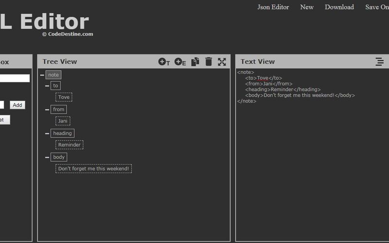 Скриншот 1 программы Online XML Editor