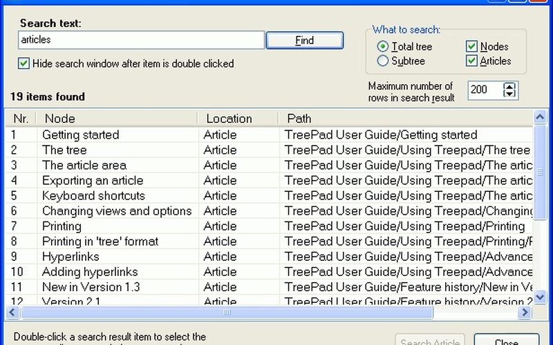Скриншот 1 программы TreePad