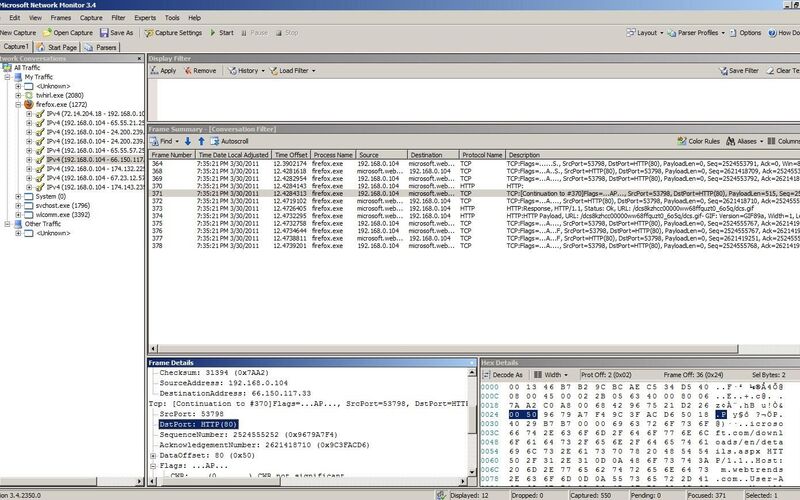 Скриншот 1 программы Microsoft Network Monitor