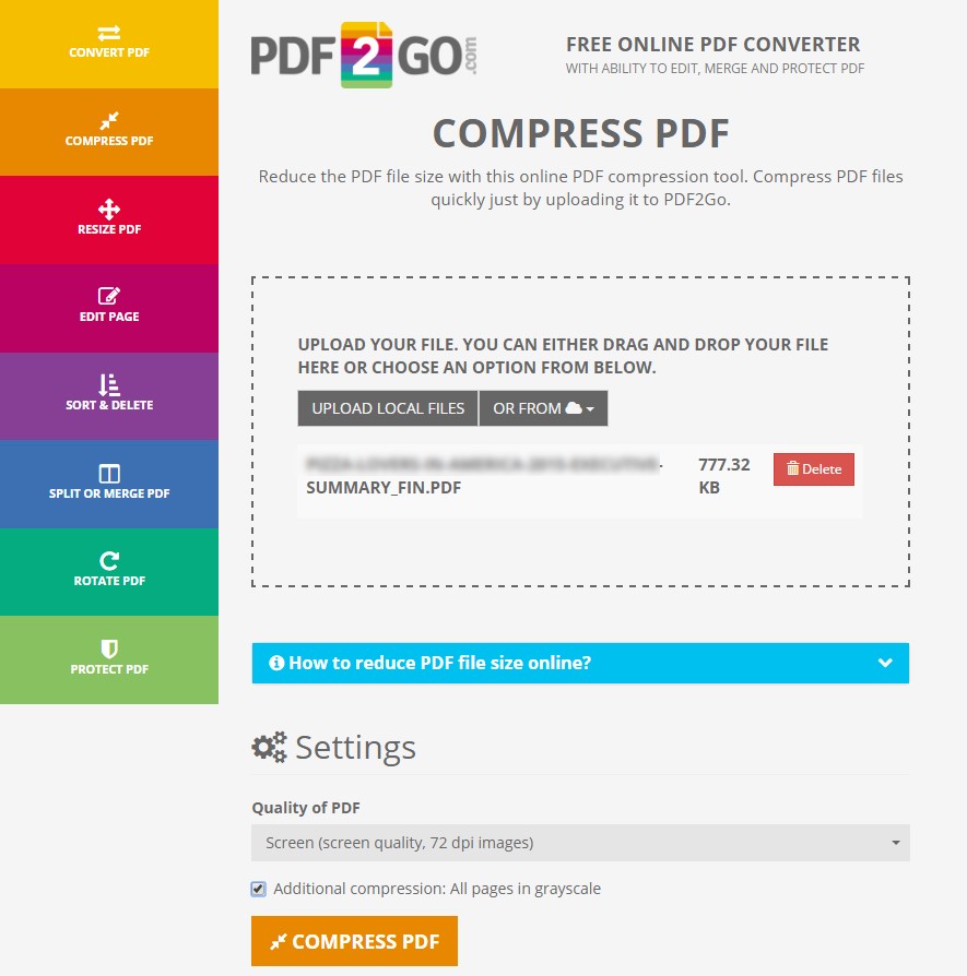 Скриншот 1 программы PDF2GO