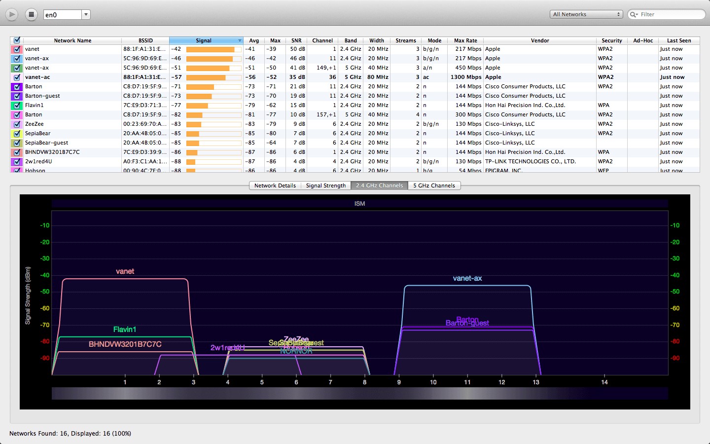 Скриншот 1 программы WiFi Explorer