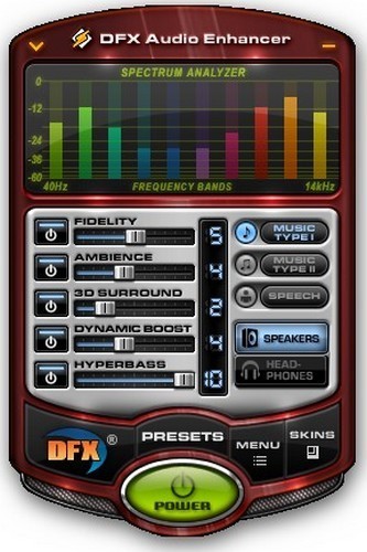 Скриншот 1 программы DFX Audio Enhancer