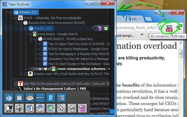 Скриншот 1 программы Tabs Outliner