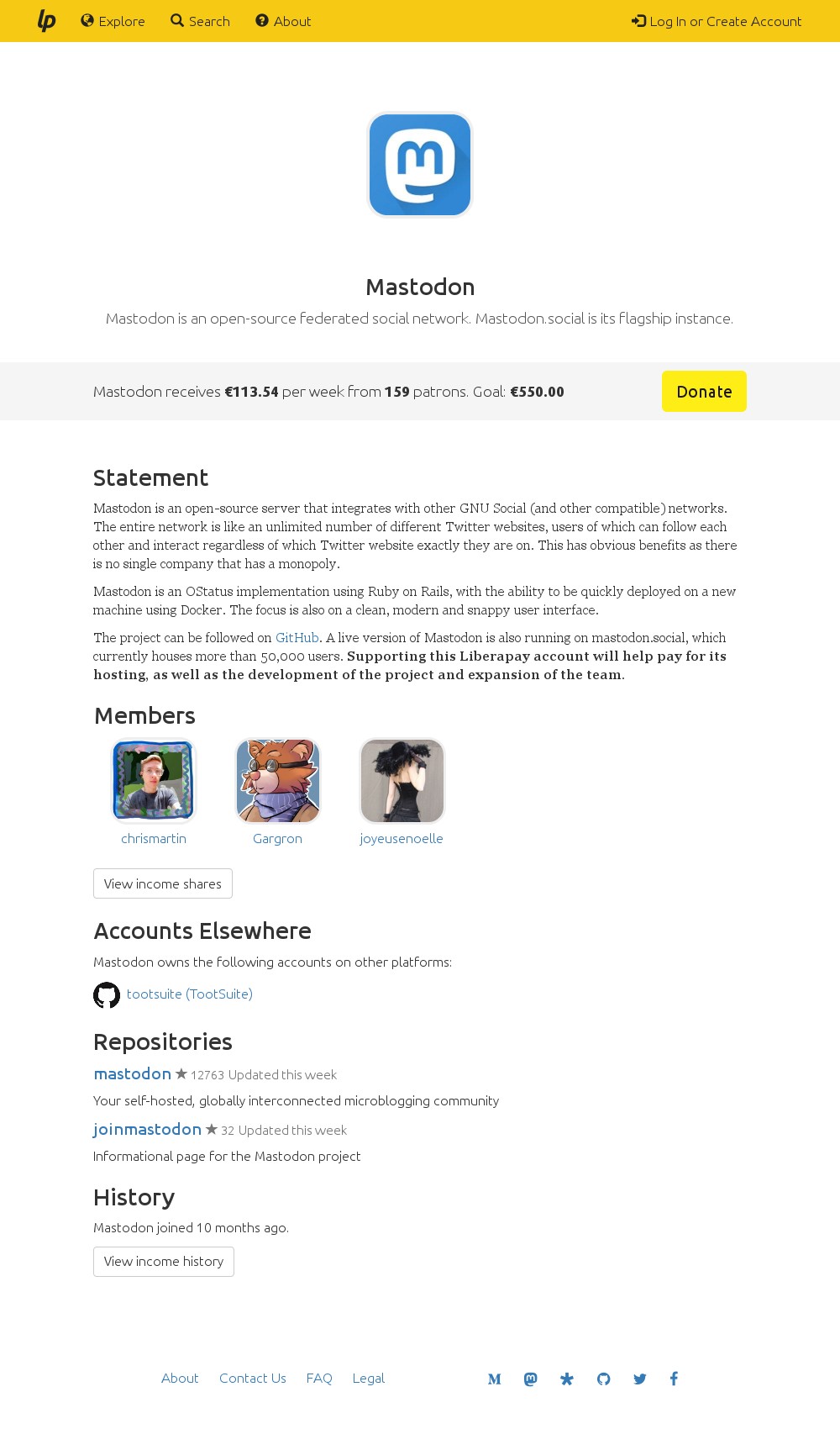 Скриншот 1 программы Liberapay