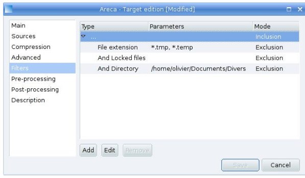 Скриншот 1 программы Areca Backup