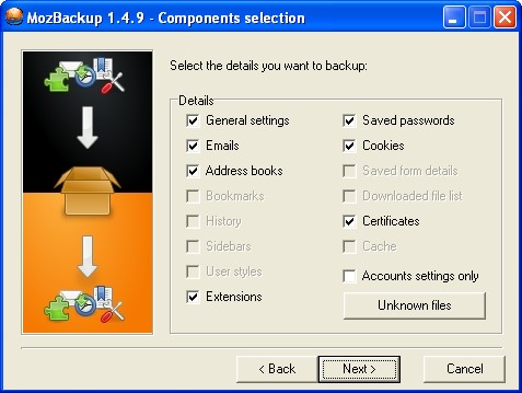 Скриншот 1 программы MozBackup