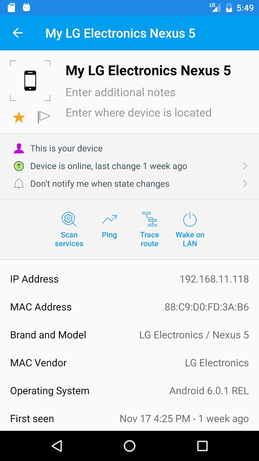 Скриншот 1 программы Fing