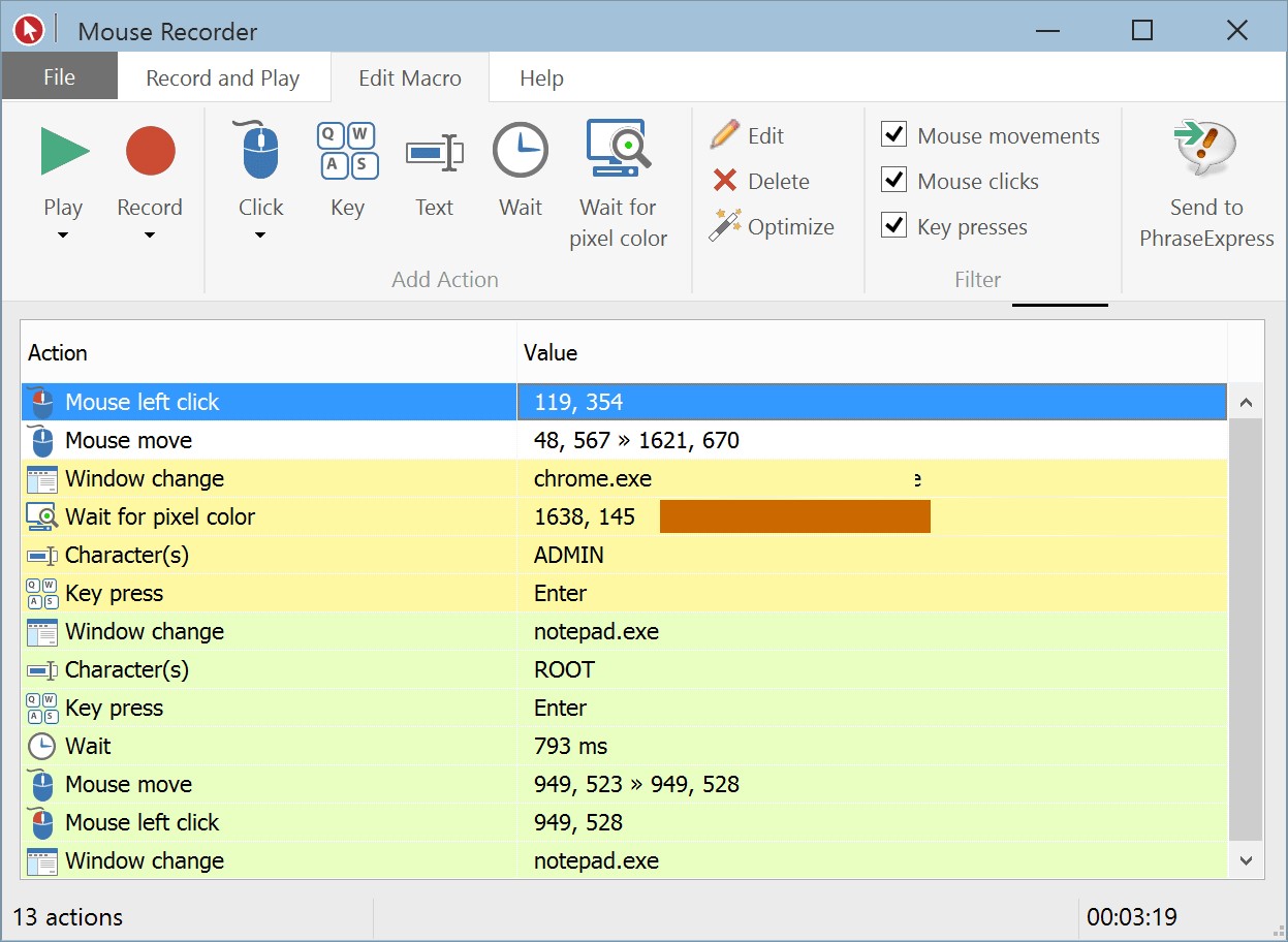 Скриншот 1 программы Mouse Recorder Premium