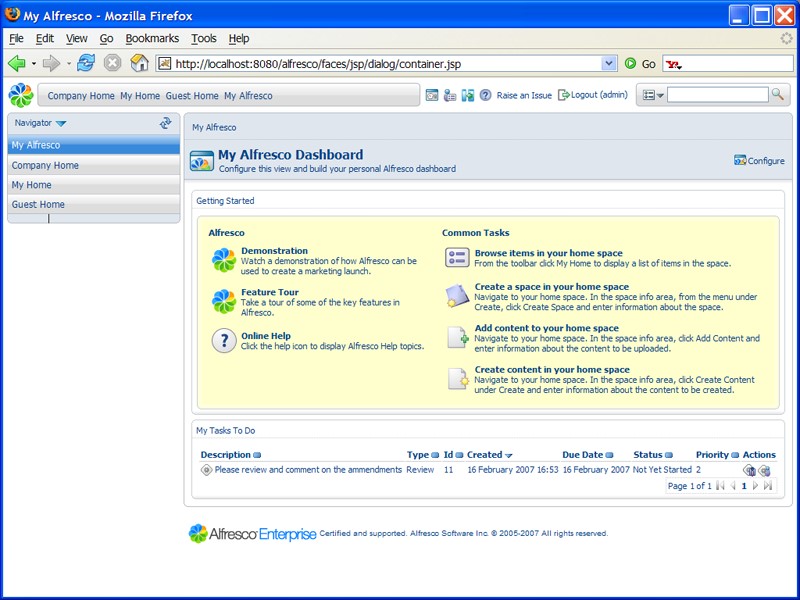 Скриншот 1 программы Alfresco Community Edition