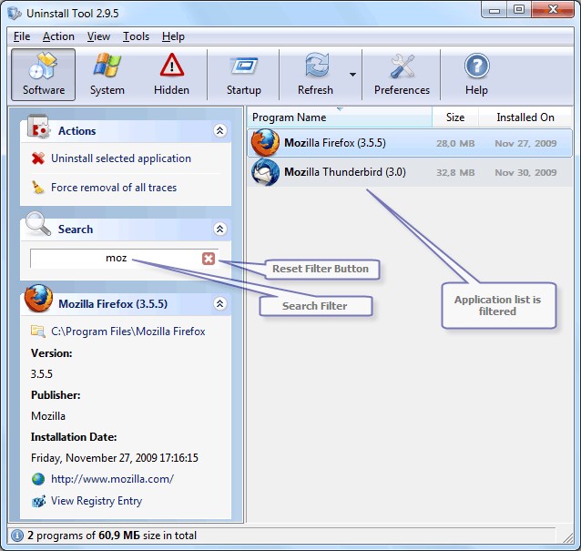 Скриншот 1 программы Uninstall Tool