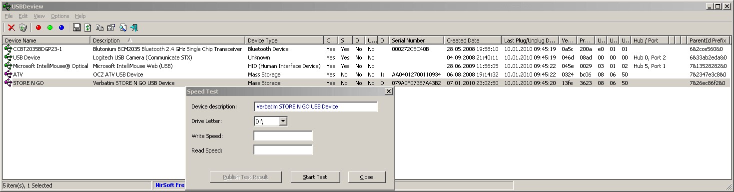 Скриншот 1 программы USBDeview