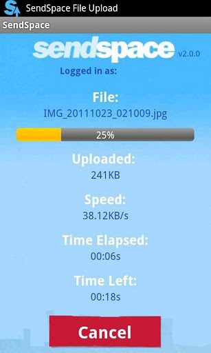 Скриншот 1 программы SendSpace