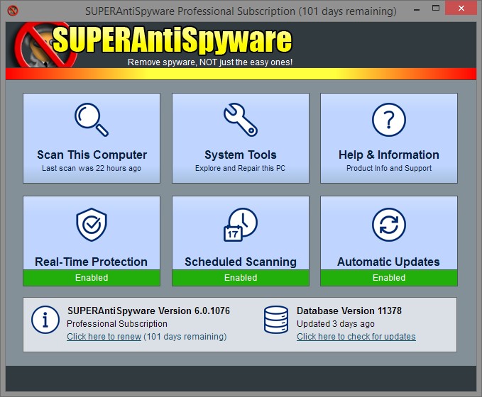 Скриншот 1 программы SUPERAntiSpyware