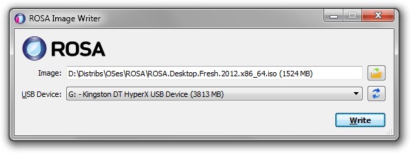 Скриншот 1 программы ROSA Image Writer