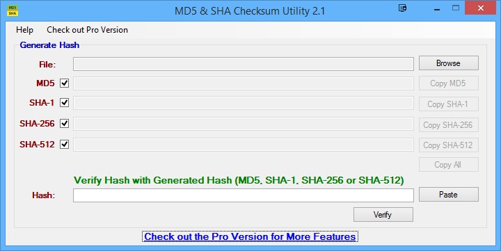 Скриншот 1 программы MD5 & SHA Checksum Utility