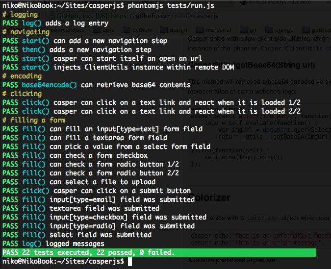 Скриншот 2 программы CasperJS