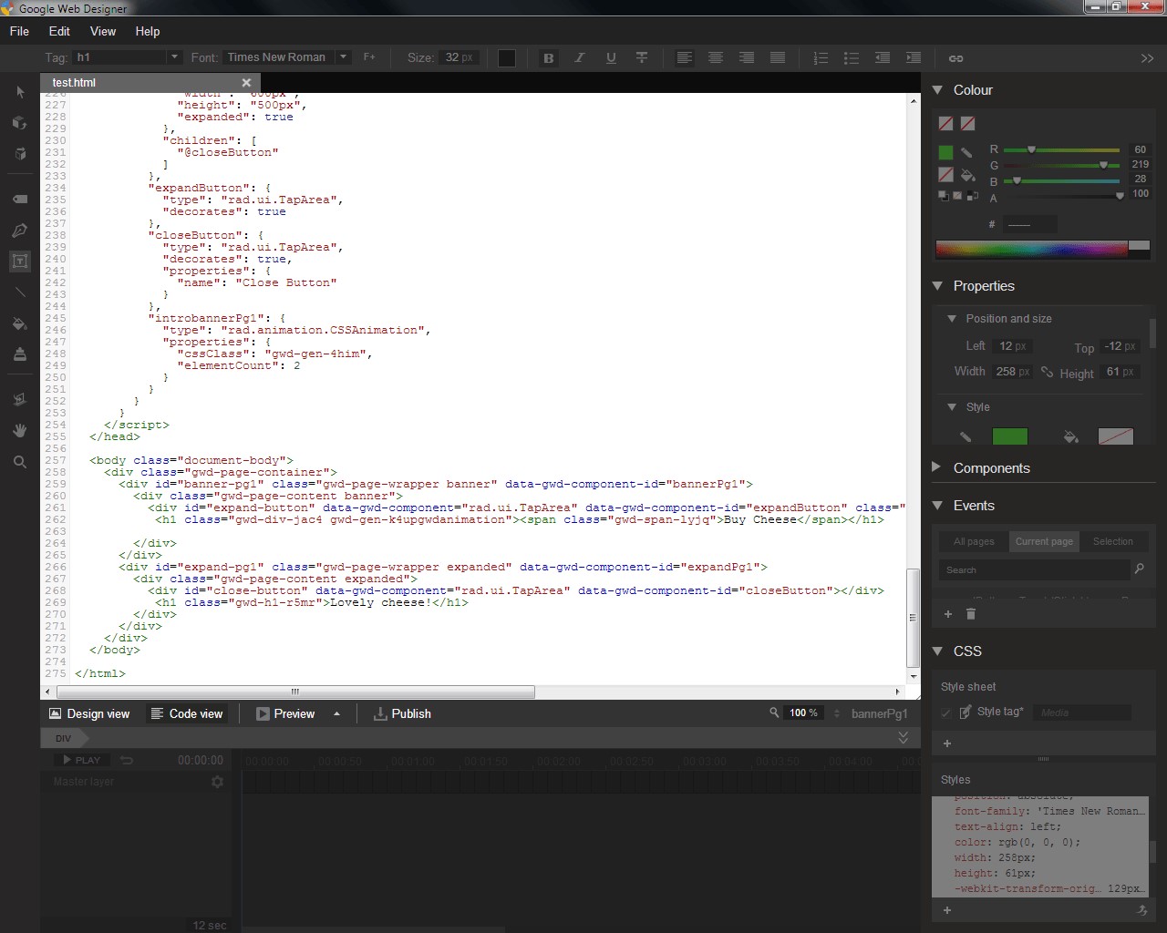 Data content html. Google web Designer components. Google web Designer. Taparea в GWD. BLUEGRIFFON.