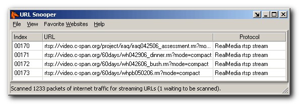 Скриншот 1 программы Urlsnooper