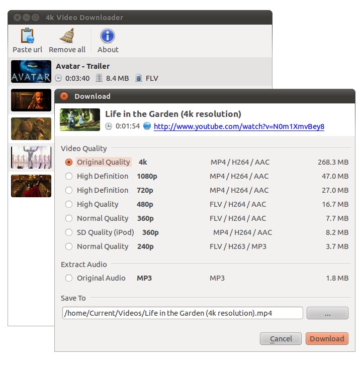 Скриншот 1 программы 4k Video Downloader