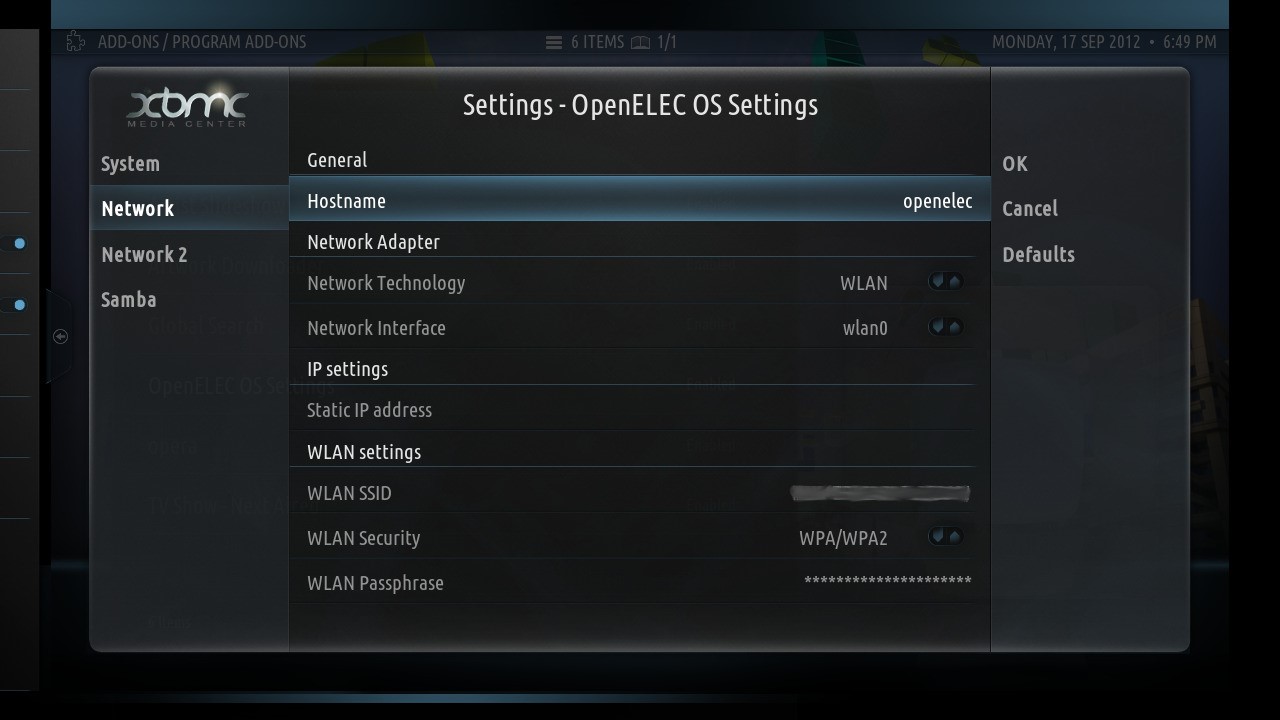 Скриншот 1 программы OpenELEC