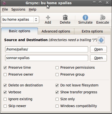 Скриншот 1 программы grsync