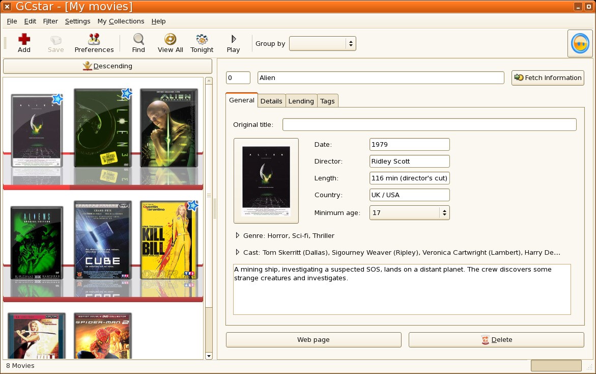 Скриншот 2 программы GCstar