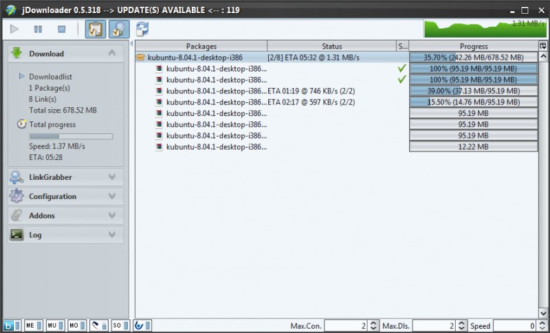 Скриншот 1 программы JDownloader