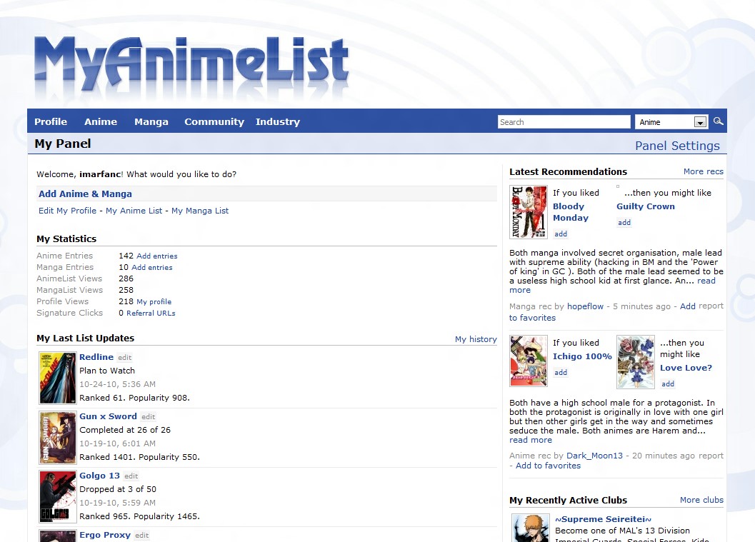Скриншот 1 программы MyAnimeList