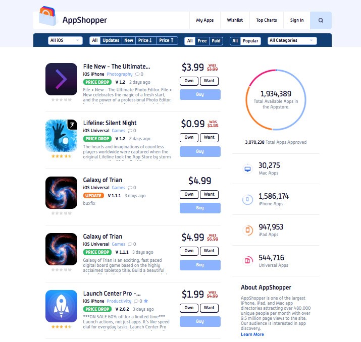 Скриншот 1 программы AppShopper