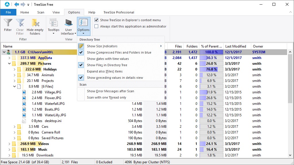 Скриншот 2 программы TreeSize