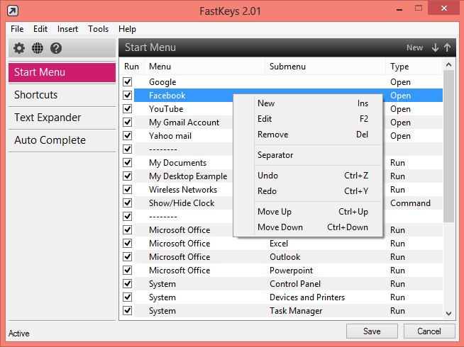 Скриншот 3 программы FastKeys