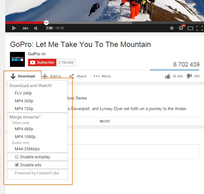 Скриншот 1 программы FastestTube