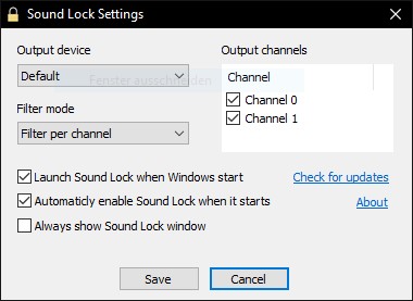 Скриншот 1 программы Sound Lock