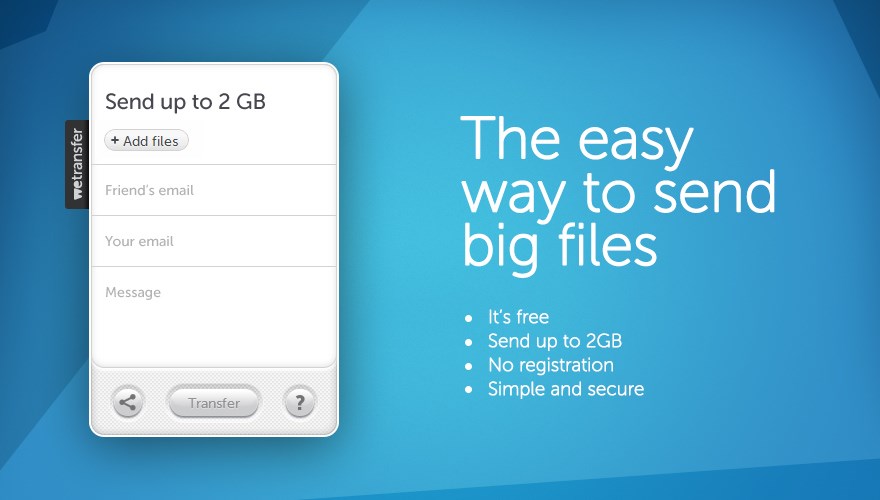 Скриншот 1 программы WeTransfer
