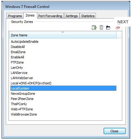 Скриншот 1 программы Windows 10 Firewall Control